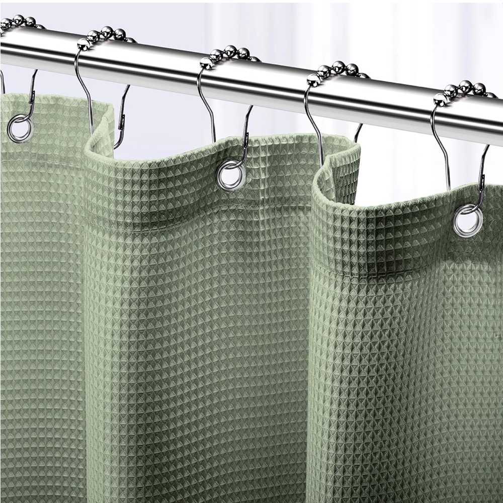 Elegant Green Waffle Shower Curtain